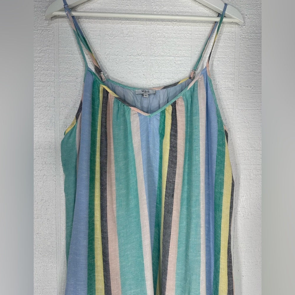 Rails Ari Dress Multi Colored Stripe Linen Blend … - image 3